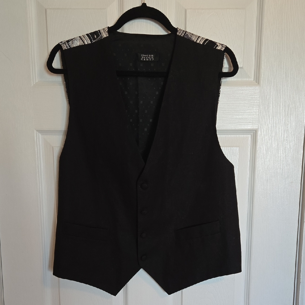 Classic Black Vest w Silk Back - UNISEX